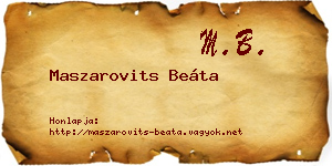 Maszarovits Beáta névjegykártya