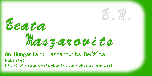 beata maszarovits business card